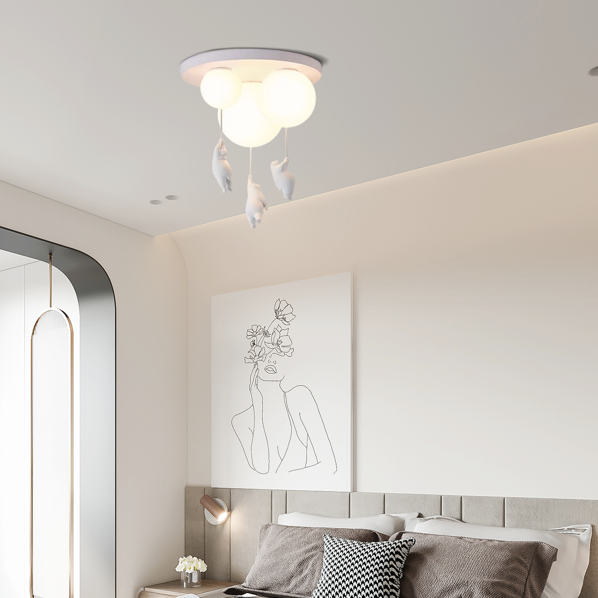 Modern Balloon Bear Ceiling Light for Bedroom
